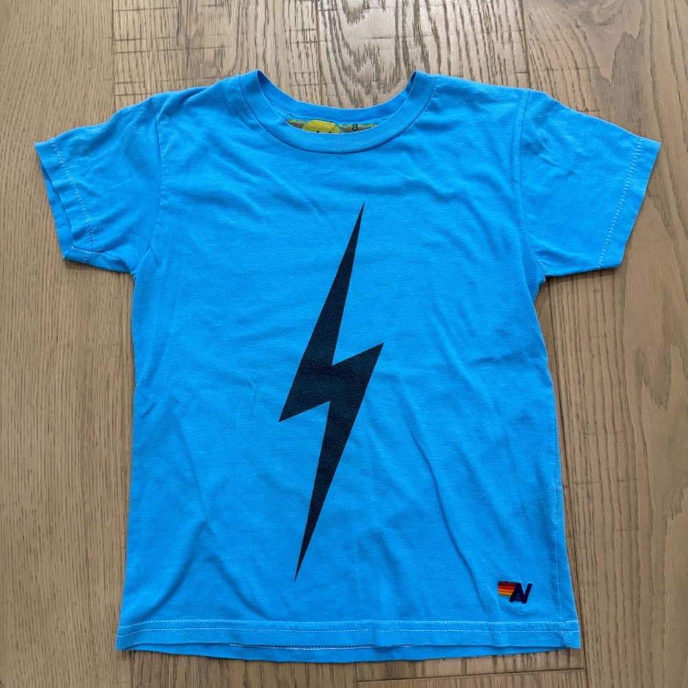 Aviator Nation | Kid’s Bolt Tee Neon Blue with Black Lightning Bolt